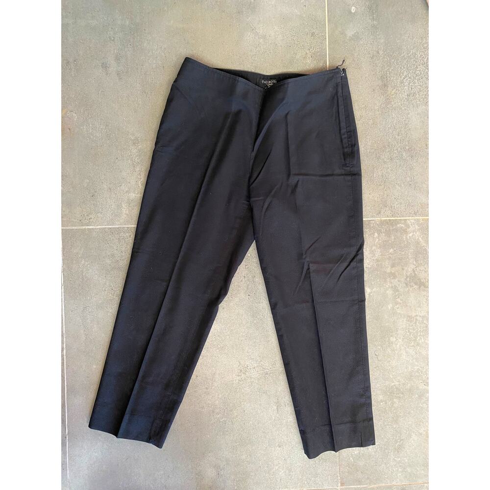 Talbots 6P Solid Black Stretch Cotton Pique Weave Capri Pants